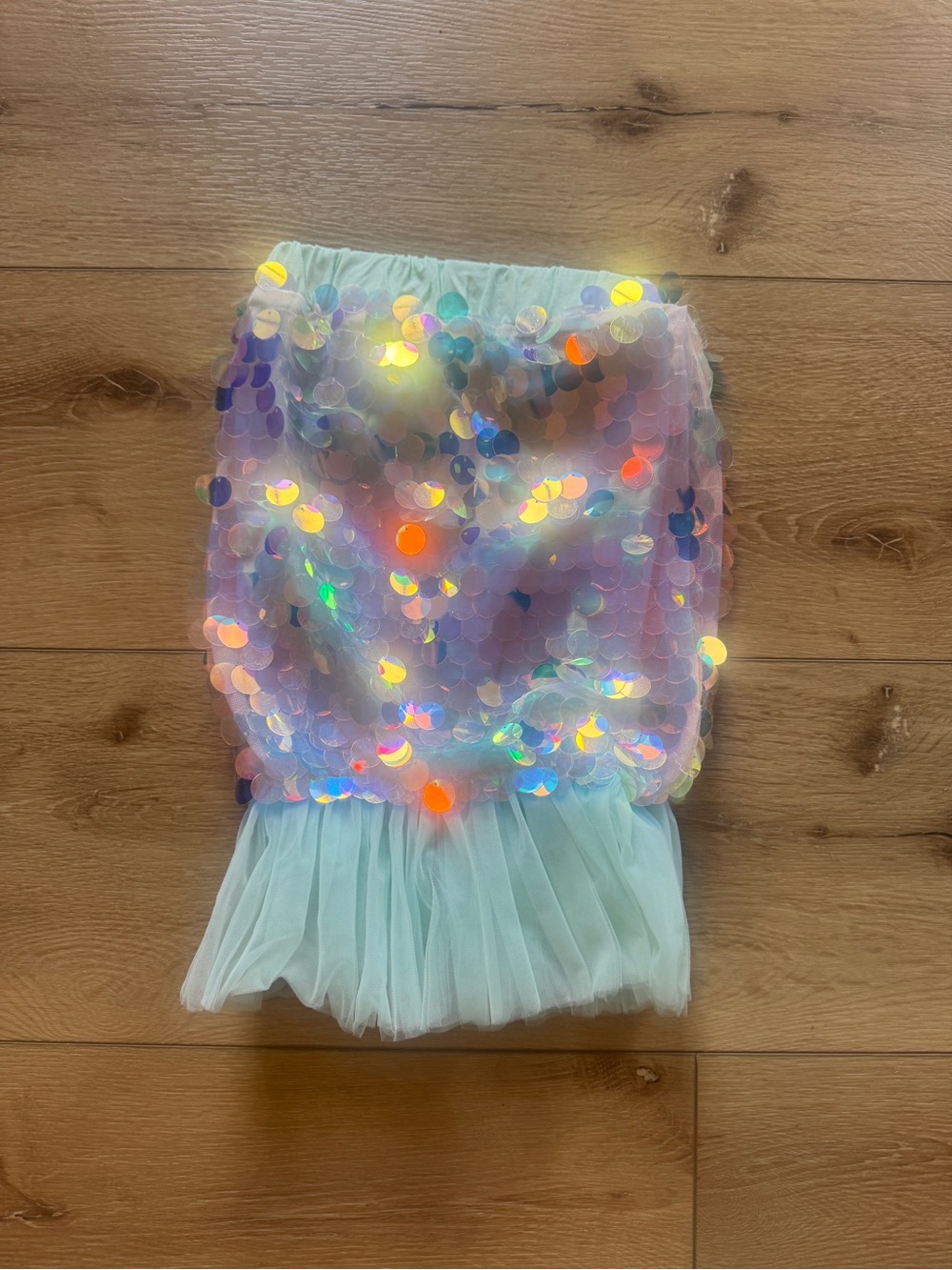 Lola + The Boys Pastel Iridescent Sequin Skirt with Mint Tulle